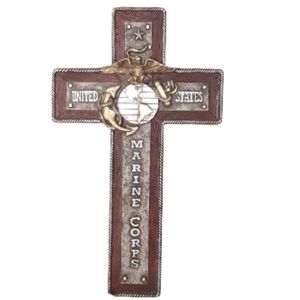United States Marine Corps USMC Eagle Globe & Anchor Antique Finish Wall Cross